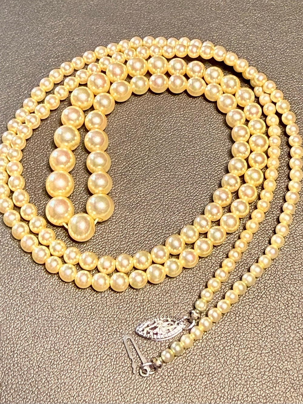 vtg Akoya Gold Pearl Beaded Necklace